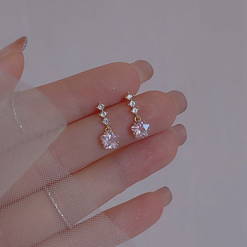 Alloy Dangle Rhinestone Star Earring