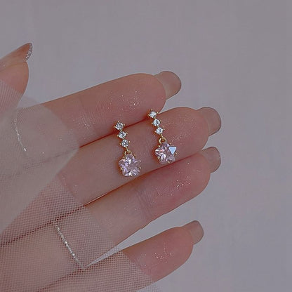 Alloy Dangle Rhinestone Star Earring