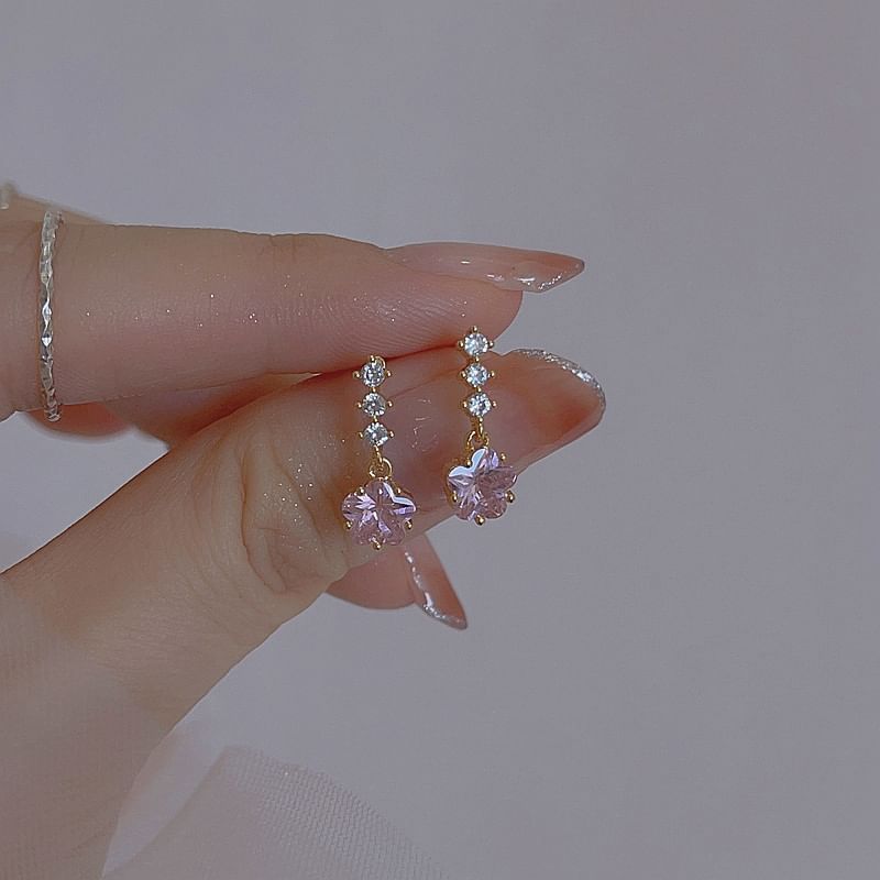 Alloy Dangle Rhinestone Star Earring