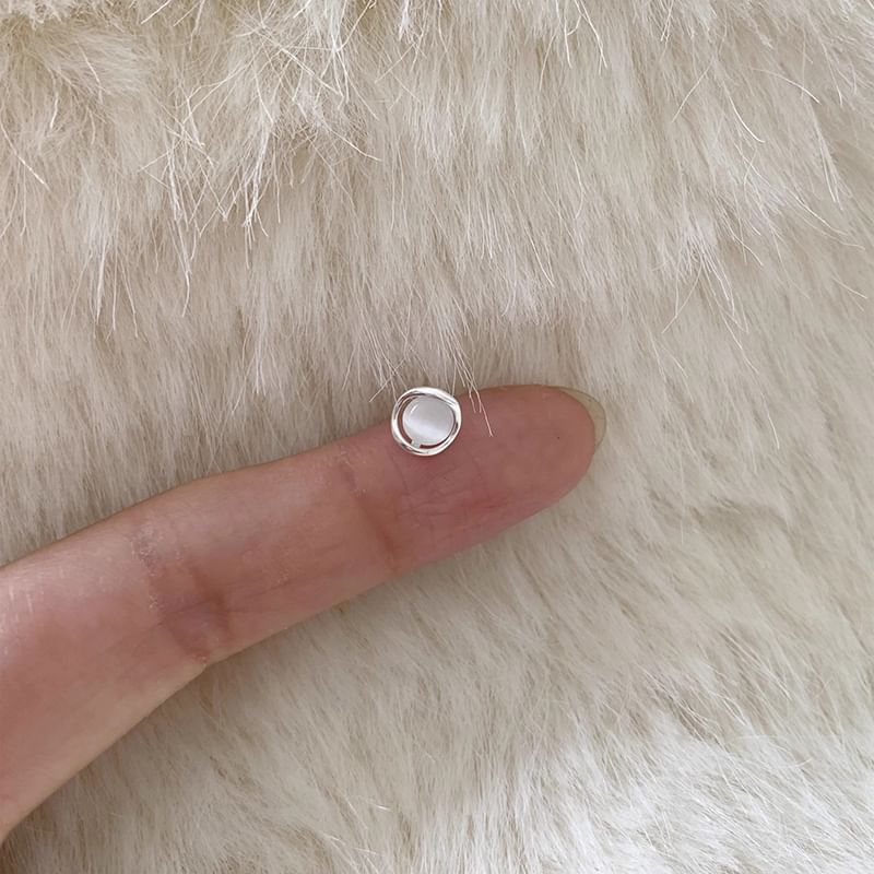 Stud Alloy Faux Cat Earring Stone Eye