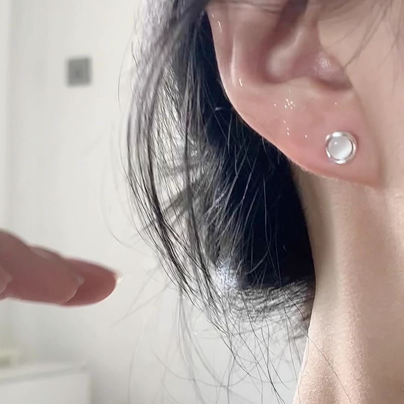 Stud Alloy Faux Cat Earring Stone Eye