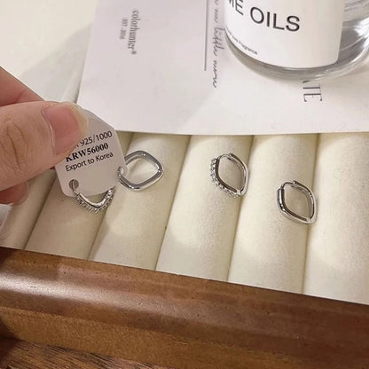 Square Earring / Alloy Polished Rhinestone Huggie