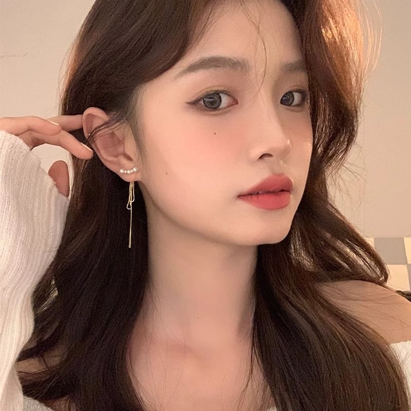 Earring Pearl Threader Faux Alloy