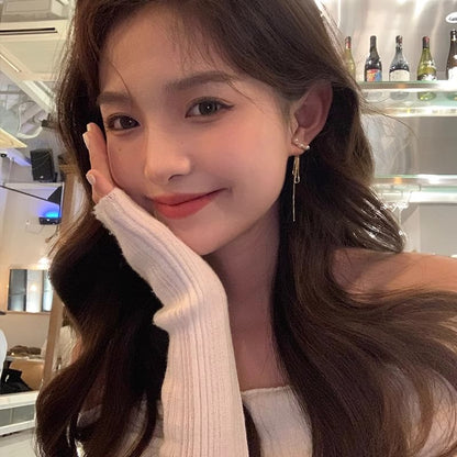 Earring Pearl Threader Faux Alloy