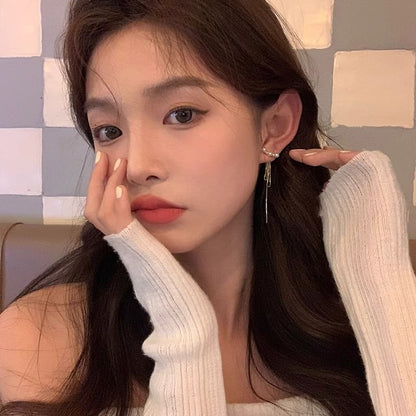 Earring Pearl Threader Faux Alloy