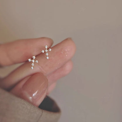 Stud Alloy Cross Earring Rhinestone