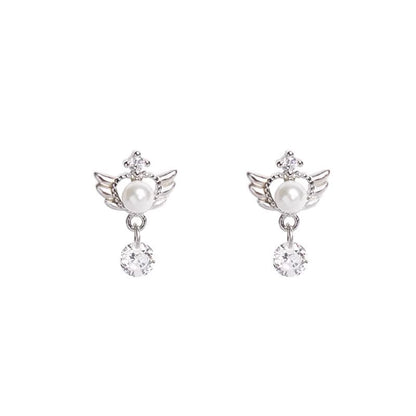 Drop Faux Pearl Alloy Earring Wings