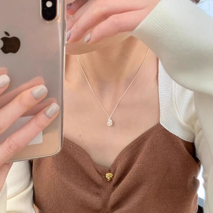 Alloy Necklace Faux Pendant Pearl