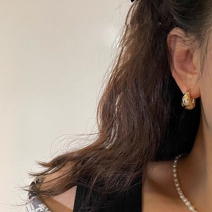 Huggie Polished Rhinestone Alloy Earring