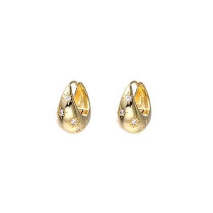 Huggie Polished Rhinestone Alloy Earring