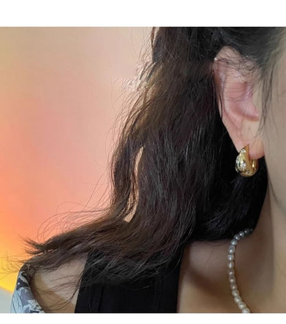 Huggie Polished Rhinestone Alloy Earring