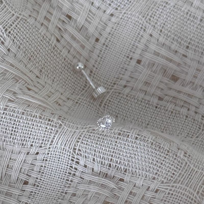 Heart Alloy Rhinestone Stud Earring