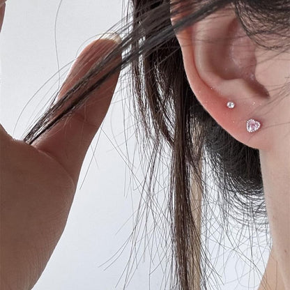 Heart Alloy Rhinestone Stud Earring