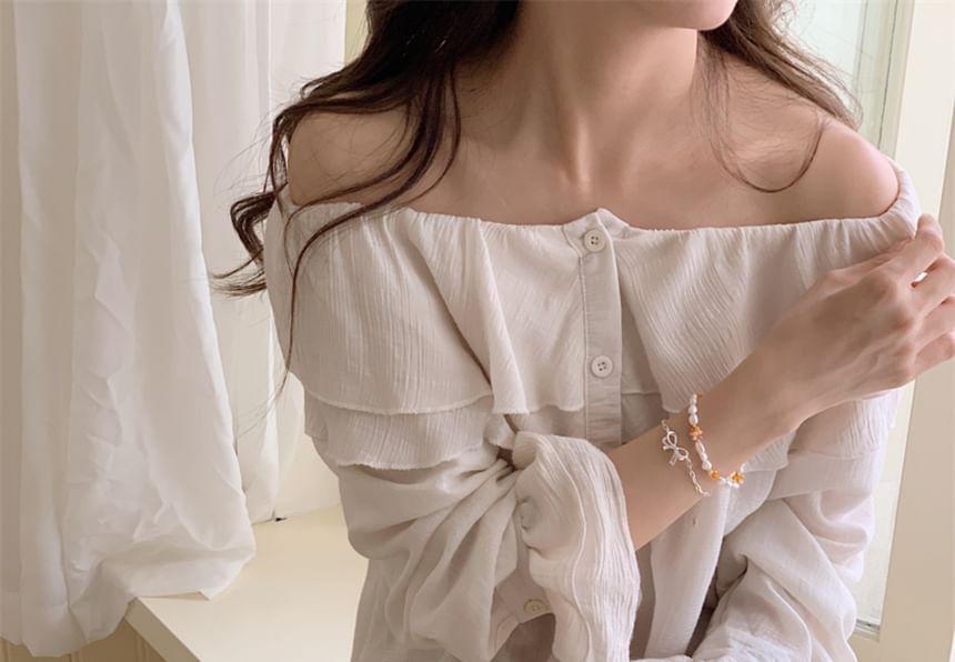 Pearl 925 Natural Silver Bow Beaded / Sterling Bracelet