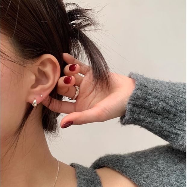 Earring Silver Sterling Hoop 925 Glossy