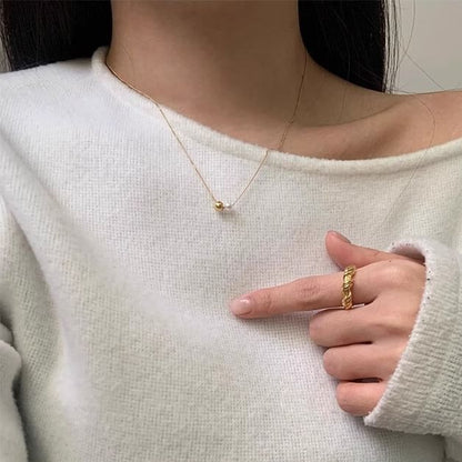 Silver Pearl Ball 925 Necklace Faux Sterling