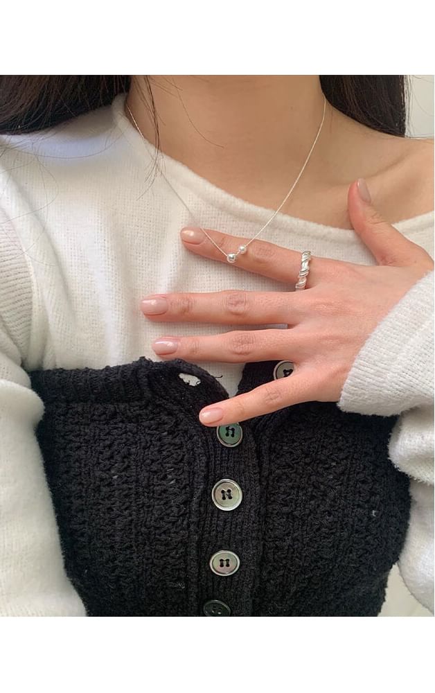 Silver Pearl Ball 925 Necklace Faux Sterling