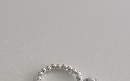 Beaded 925 Sterling Elastic Pearl Ring Silver Faux