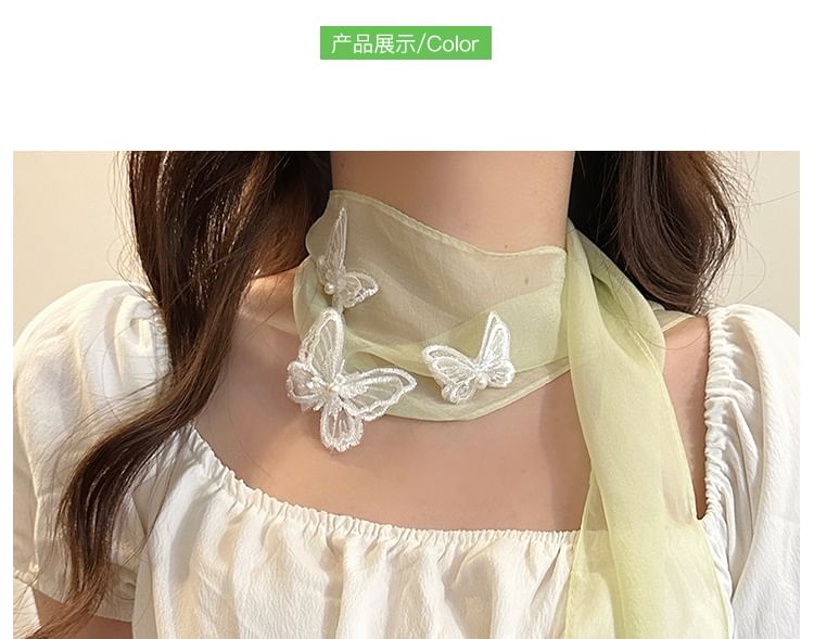 Mesh Applique Scarf Butterfly