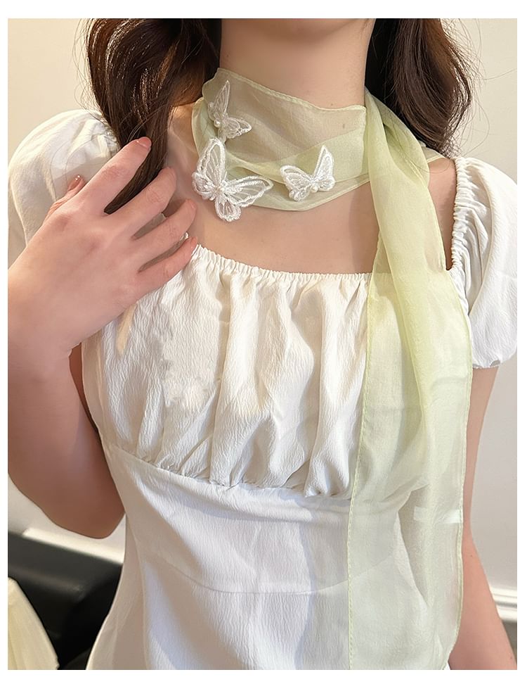 Mesh Applique Scarf Butterfly