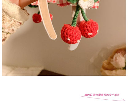 Plaid Ruffle Detail Cherry Headband