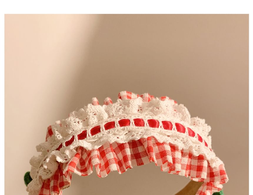 Plaid Ruffle Detail Cherry Headband