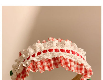 Plaid Ruffle Detail Cherry Headband