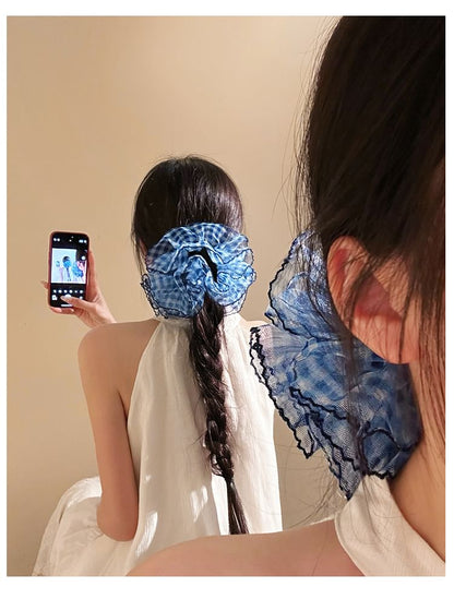 Scrunchie Plaid Mesh