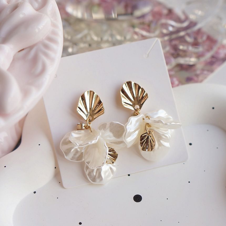 Shell Drop Fringed Earring Clip-On /