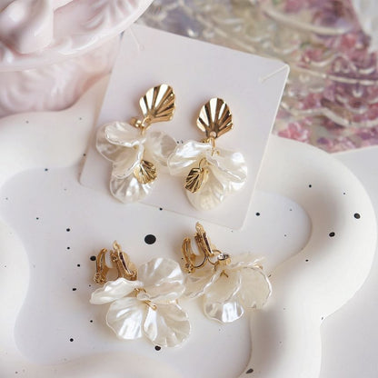 Shell Drop Fringed Earring Clip-On /