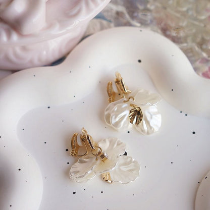 Shell Drop Fringed Earring Clip-On /