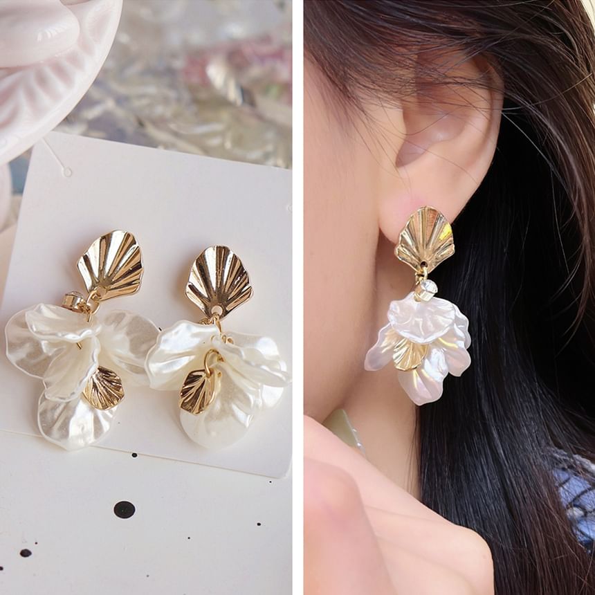 Shell Drop Fringed Earring Clip-On /