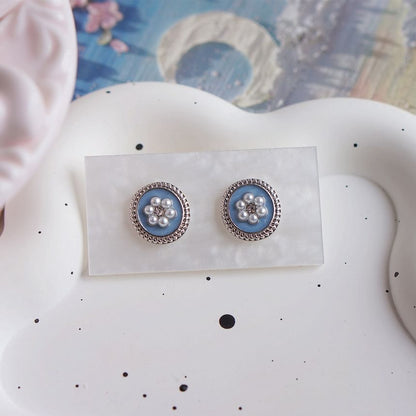 Earring Stud Faux Flower Ear Rhinestone / Pearl Clip-On