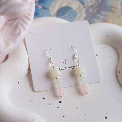 Earring Flower Clip-On / Drop Hook Beaded