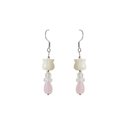 Earring Flower Clip-On / Drop Hook Beaded