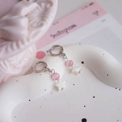 Drop Huggie Star Beaded Earring