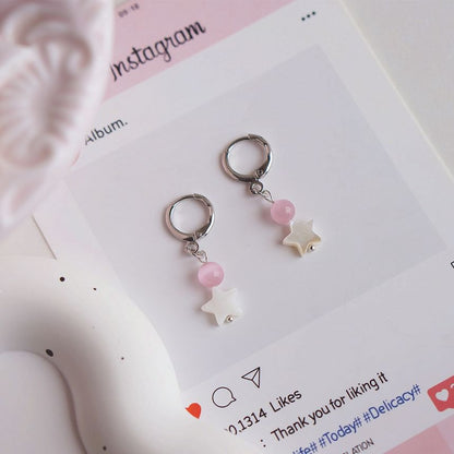 Drop Huggie Star Beaded Earring