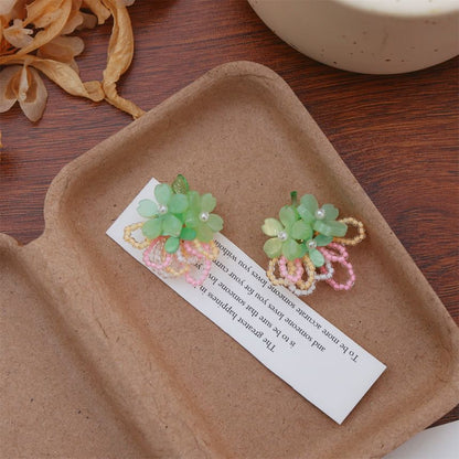 Clip-On Faux / Flower Beaded Stud Pearl Earring Ear