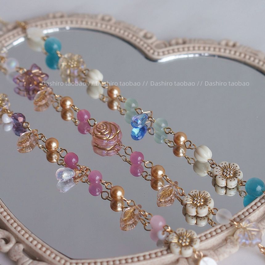 Gemstone Flower Beaded Bracelet