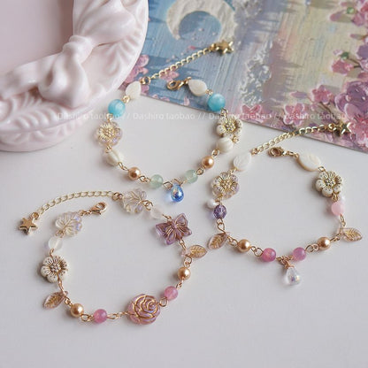 Gemstone Flower Beaded Bracelet