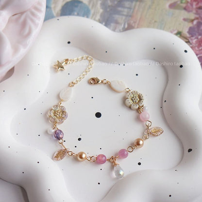 Gemstone Flower Beaded Bracelet