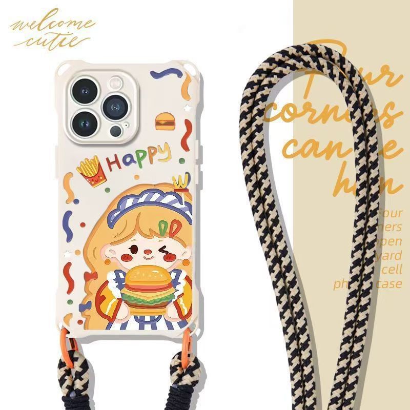 Burger Case Lanyard Phone / Strap Girl Set
