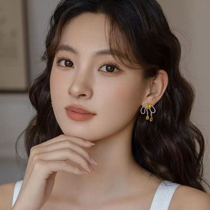 Earring Bow Beaded Stud