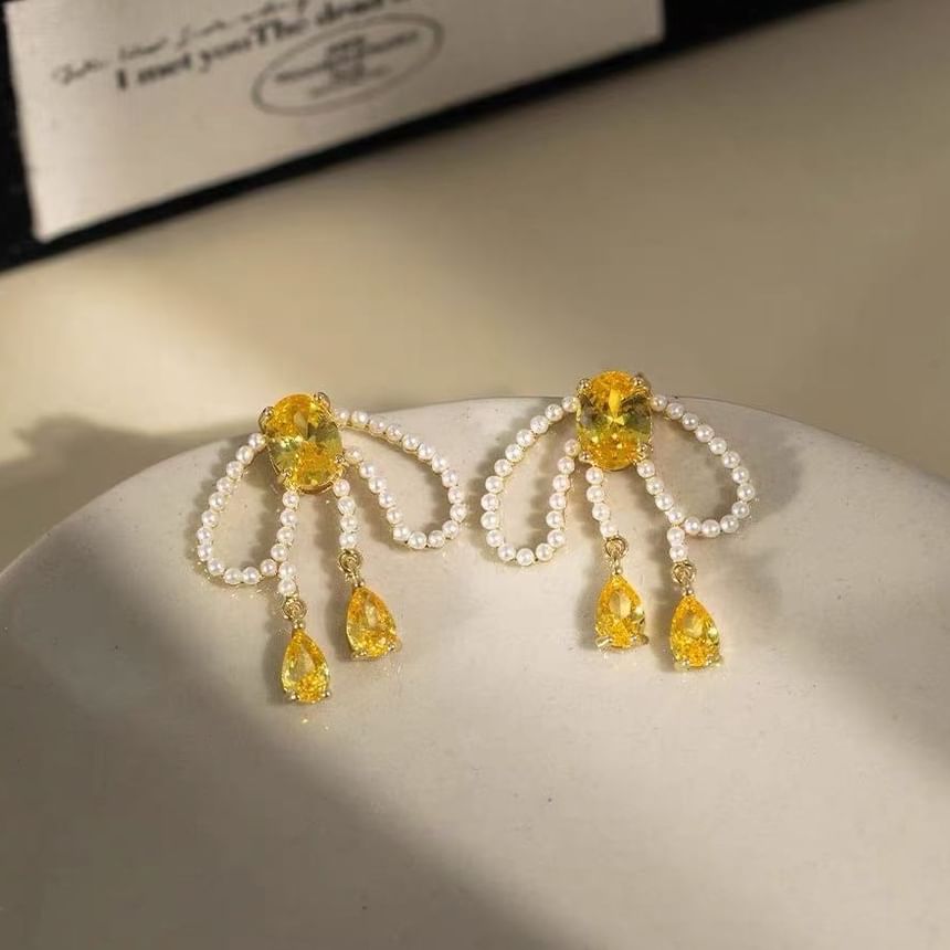 Earring Bow Beaded Stud