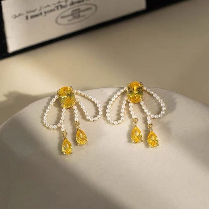 Earring Bow Beaded Stud