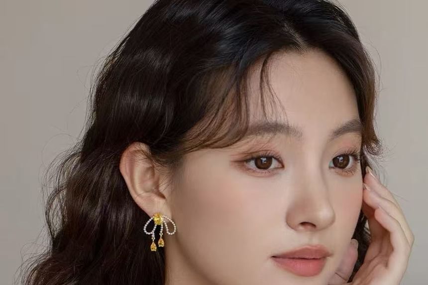 Earring Bow Beaded Stud