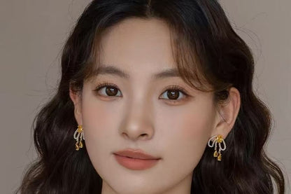 Earring Bow Beaded Stud