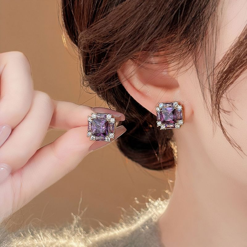 Stud Square Earring Gemstone