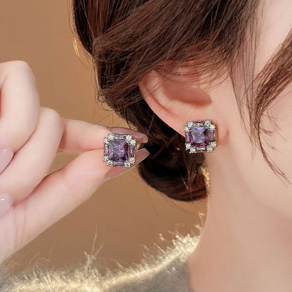 Stud Square Earring Gemstone