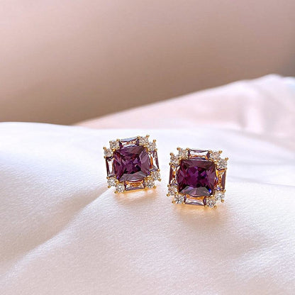 Stud Square Earring Gemstone